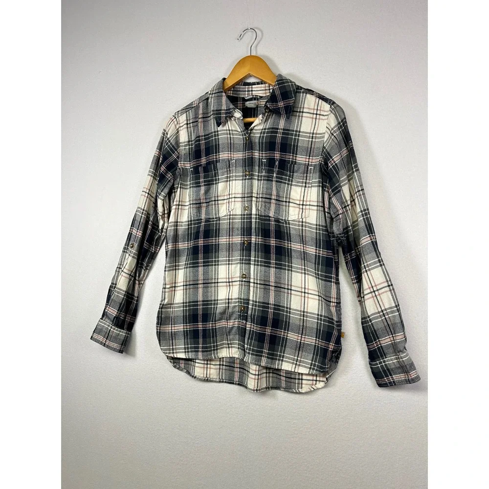 Workwear Carhartt Womens S Navy Pink Plaid Flannel Button Down Shirt‎ Utility